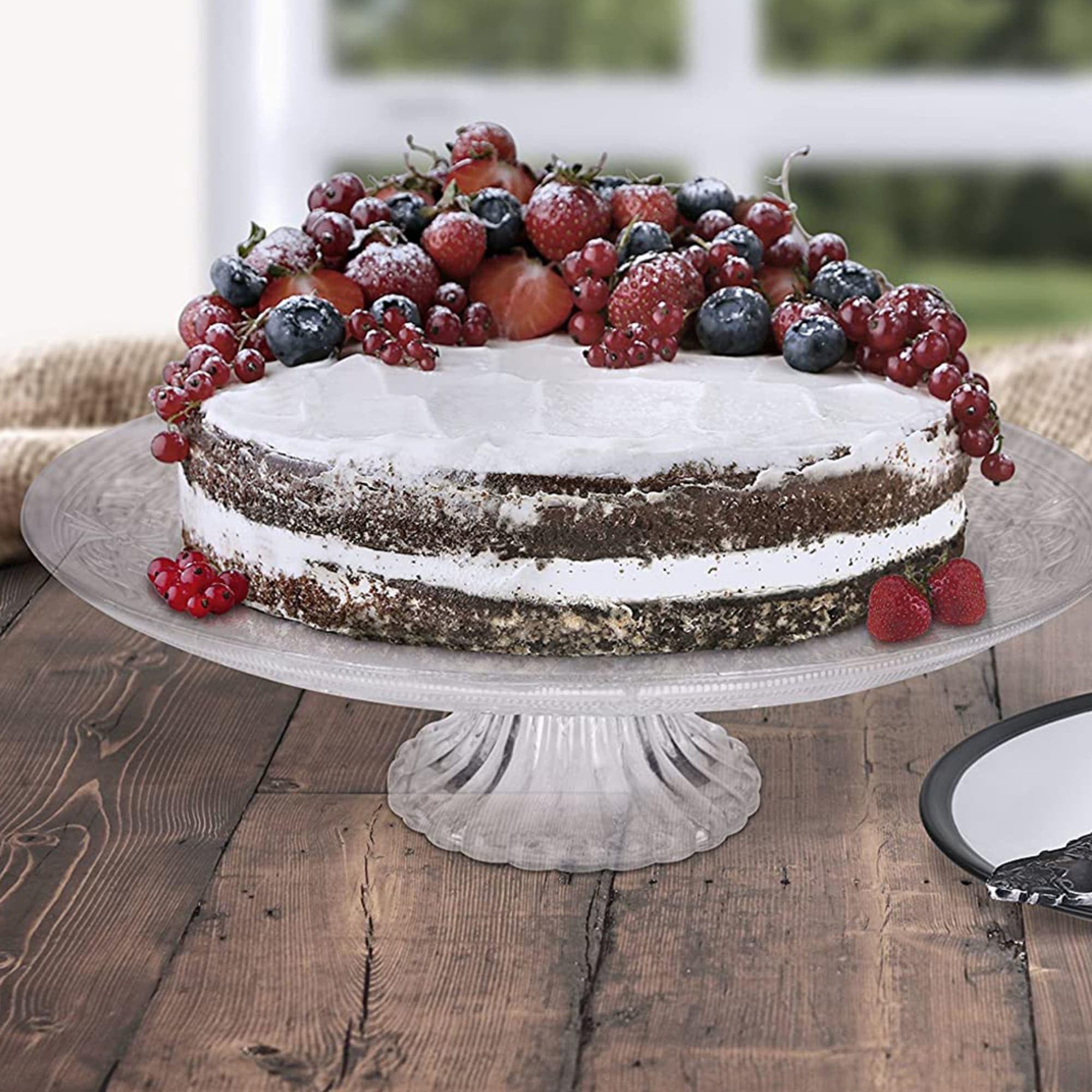 Incrizma Crystal Cake Plate With Stand Round Pedestal/Footed Service Glass Cake Plate/Cake Stand (11 Inches)
